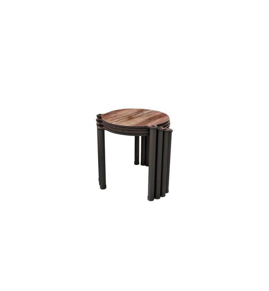 Nesttisch, 4 Stück, Walnuss, 100 % MDF, Holzbeine