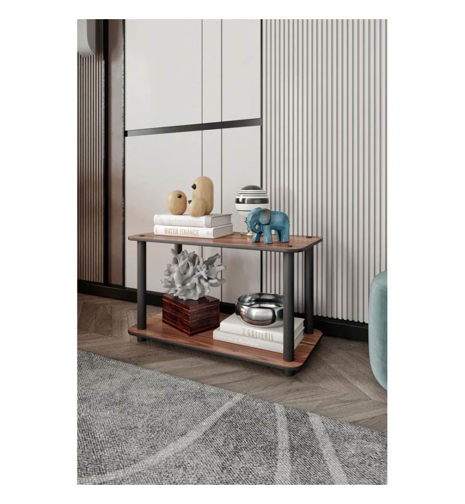 Table basse, noyer, 100 % MDF, pieds en bois