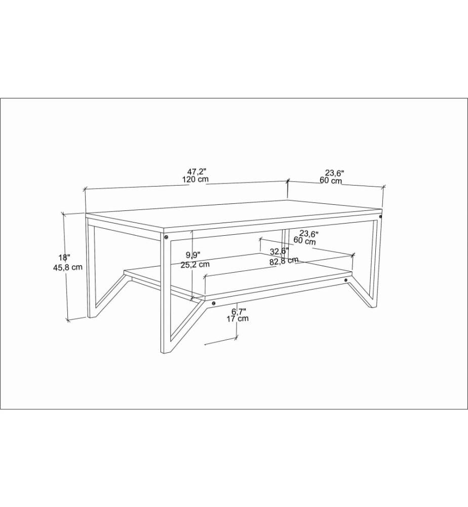 Table basse, or, blanc, panneau de particules mélaminé