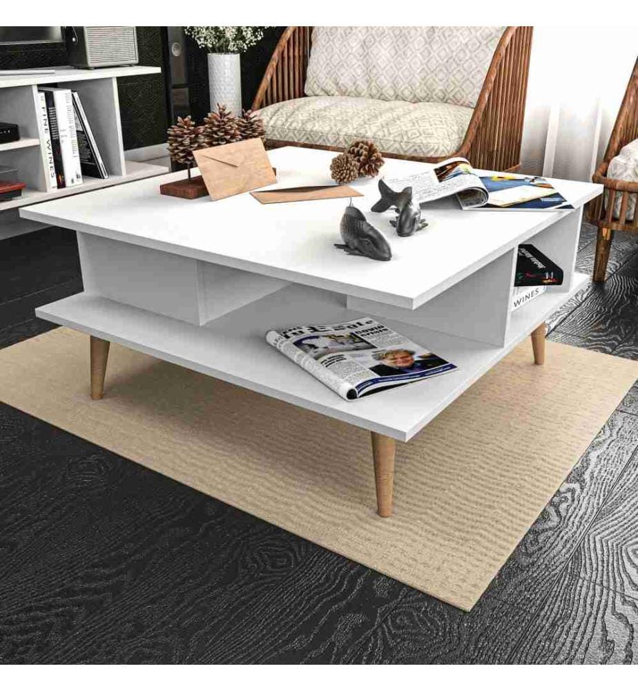Table basse, blanc, panneau de particules mélaminé