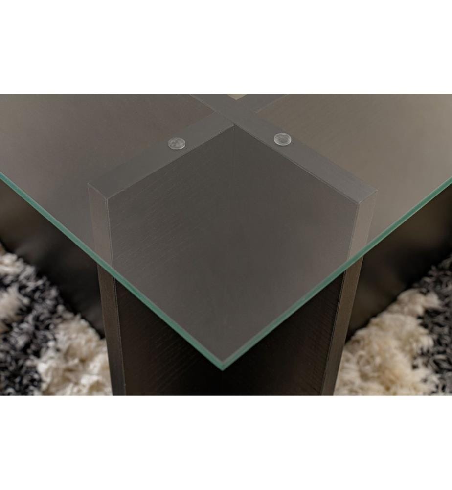 Couchtisch, Holz Schwarz, 100 % TEMPERGLAS, Gestell: 100 % MELAMINBESCHICHTETE SPANPLATTE