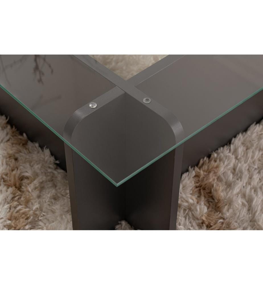 Table basse, anthracite, 100 % VERRE TREMPÉ, structure : 100 % PANNEAUX DE PARTICULES REVÊTUS DE MÉLAMINE