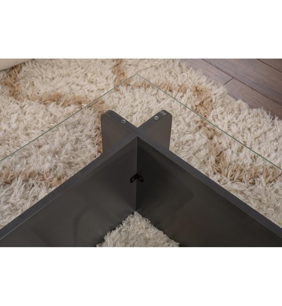 Table basse, anthracite, 100 % VERRE TREMPÉ, structure : 100 % PANNEAUX DE PARTICULES REVÊTUS DE MÉLAMINE