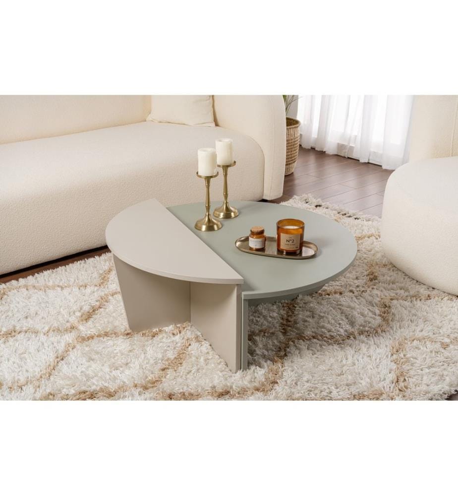 Table basse, vert frêne, grès, panneau de particules 100 % mélaminé