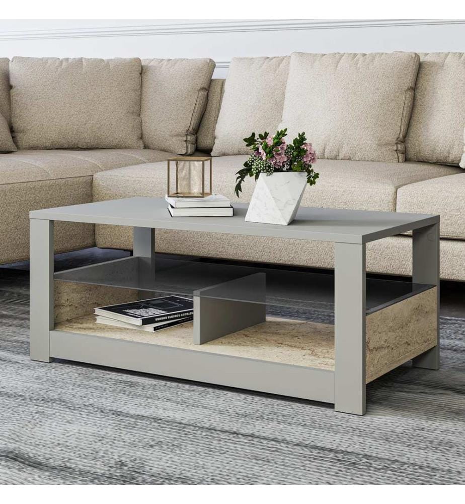 Couchtisch, grau, travertin, 100 % MELAMINBESCHICHTETE SPANPLATTE