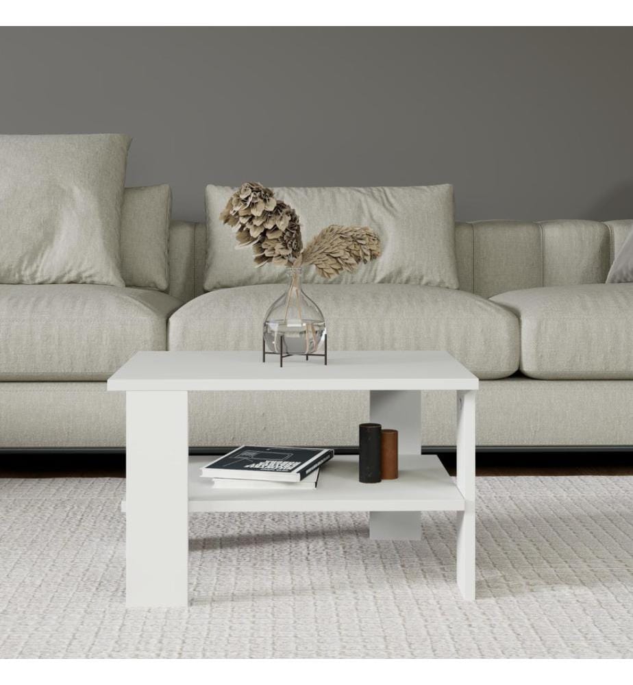Table basse, blanc, PANNEAU DE PARTICULES ENTIÈREMENT REVÊTU DE MÉLAMINE