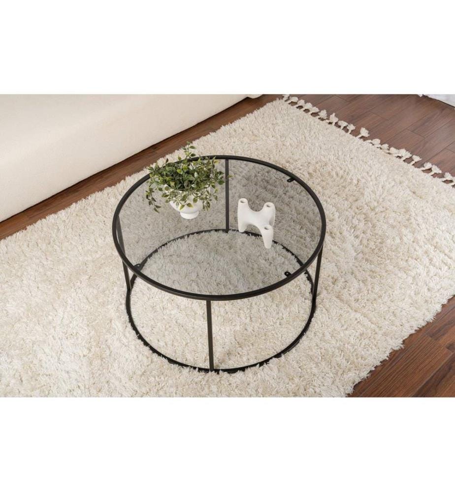 Table basse, noir, gris, 100 % VERRE TREMPÉ, structure : 100 % MÉTAL