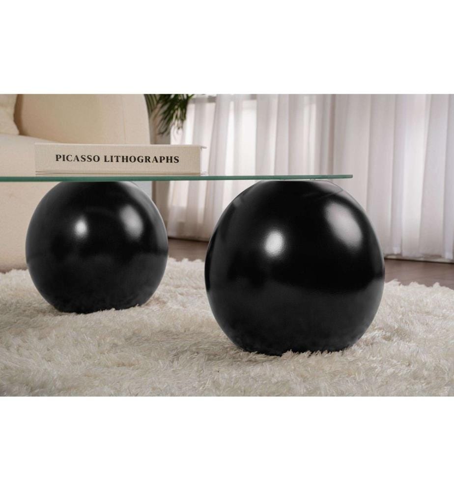 Couchtisch, schwarz, transparent, gehärtetes Glas, Polyurethanguss