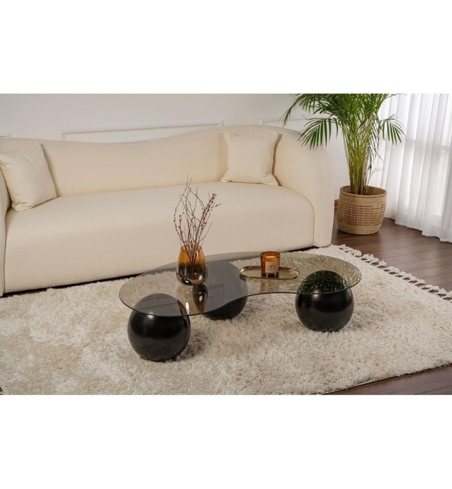 Couchtisch, schwarz, bronze, HARTGLAS, Polyurethanguss