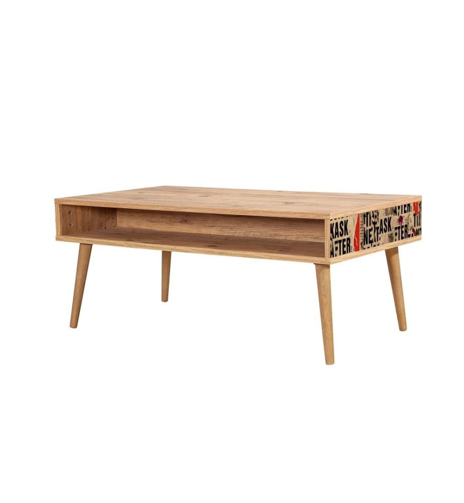 Couchtisch, Atlantische Kiefer, Schwarz, Rot, Melaminbeschichtete Spanplatte