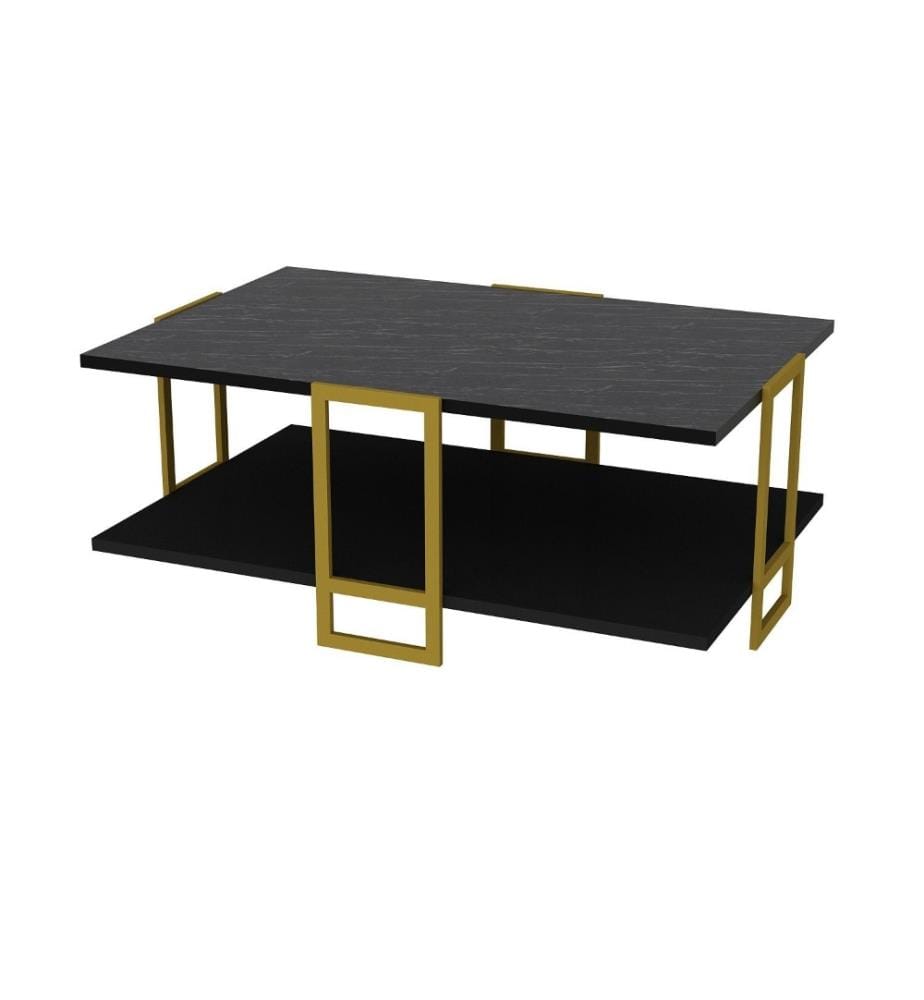 Table basse, or, noir, panneau de particules mélaminé