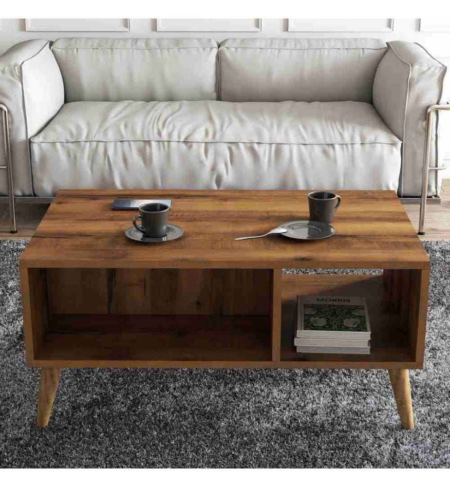 Table basse, noyer, panneau de particules mélaminé