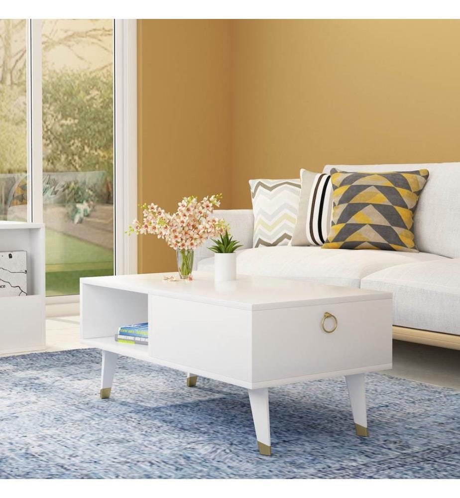 Table basse, blanc, panneau de particules mélaminé