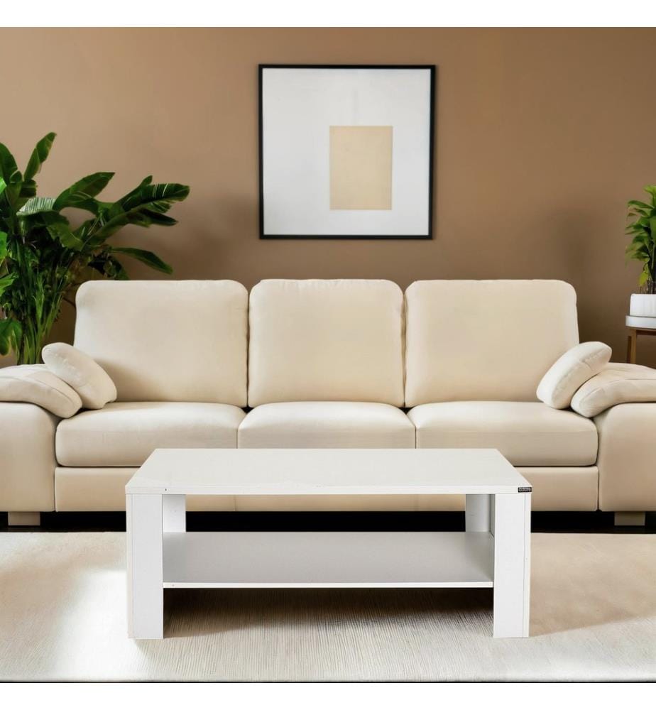 Table basse, blanc diamant, PANNEAU DE PARTICULES 100 % REVÊTU DE MÉLAMINE