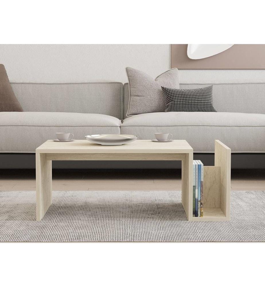 Table basse, travertin, panneau de particules 100 % mélaminé