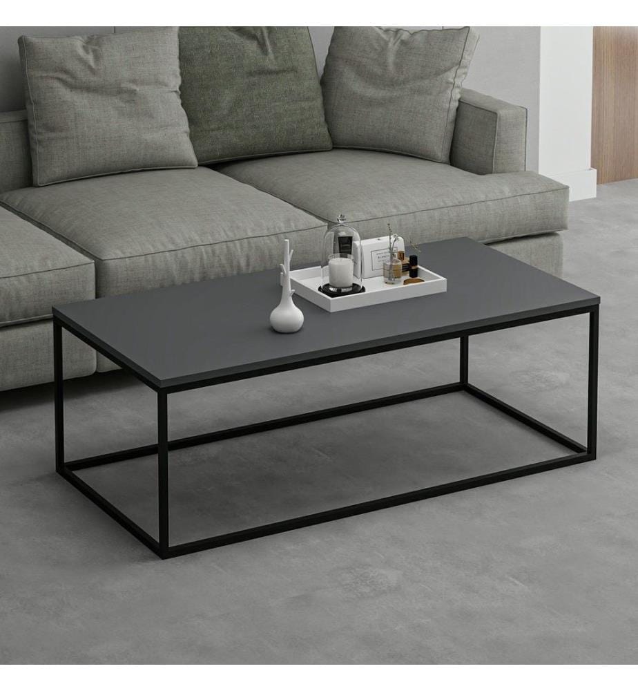 Table basse, anthracite, panneau de particules mélaminé, structure métallique