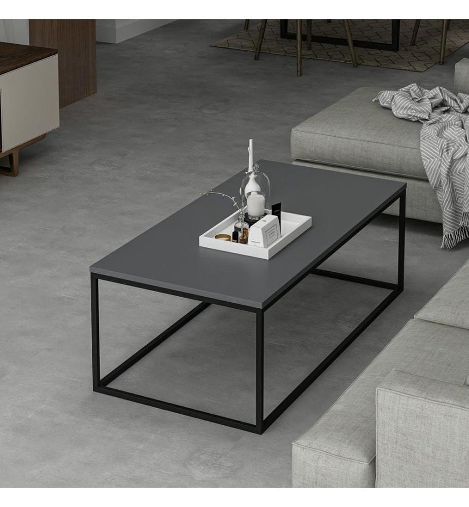 Table basse, anthracite, panneau de particules mélaminé, structure métallique