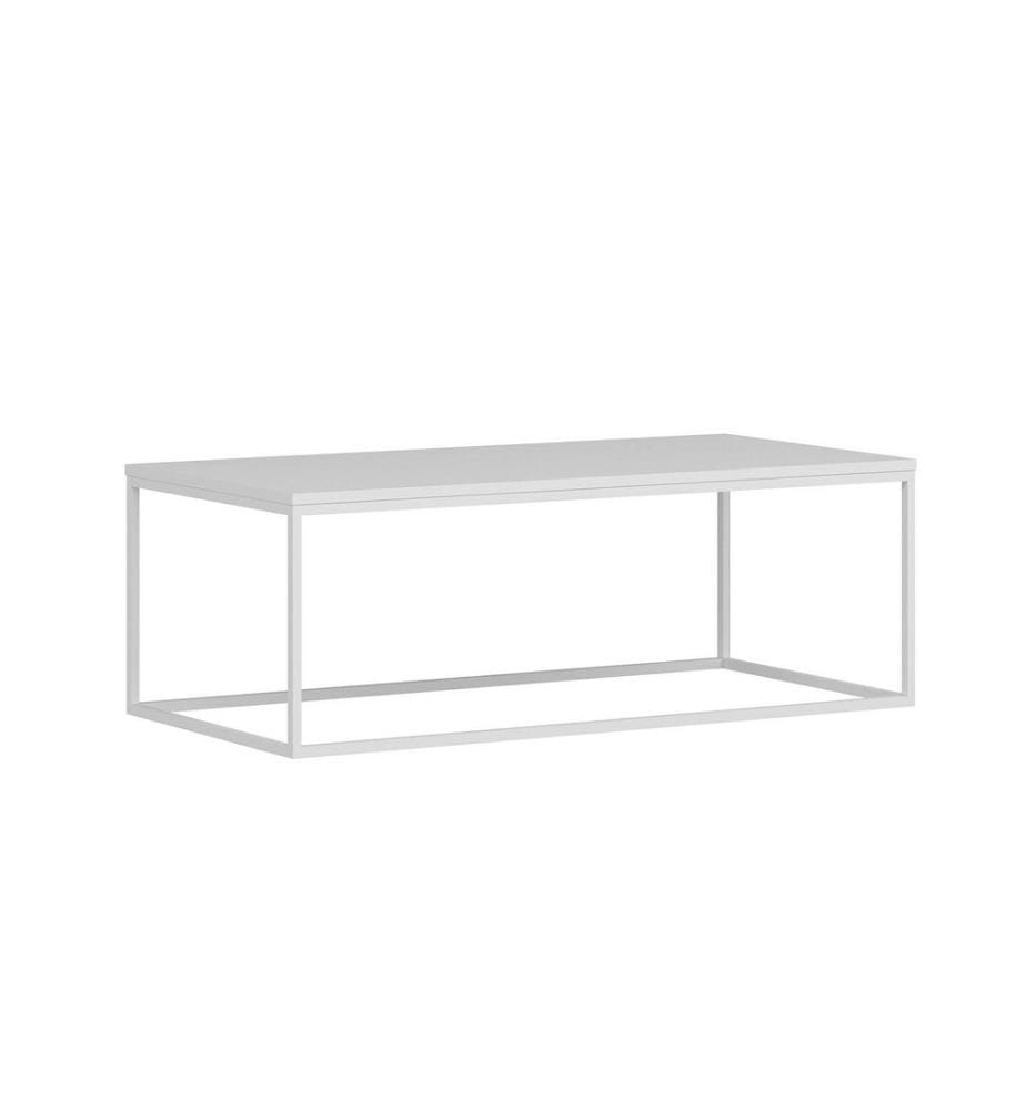 Table basse, blanc, panneau de particules mélaminé, structure métallique