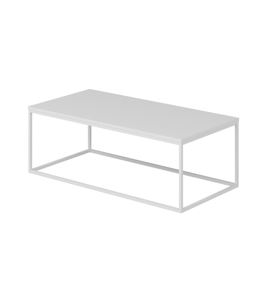 Table basse, blanc, panneau de particules mélaminé, structure métallique