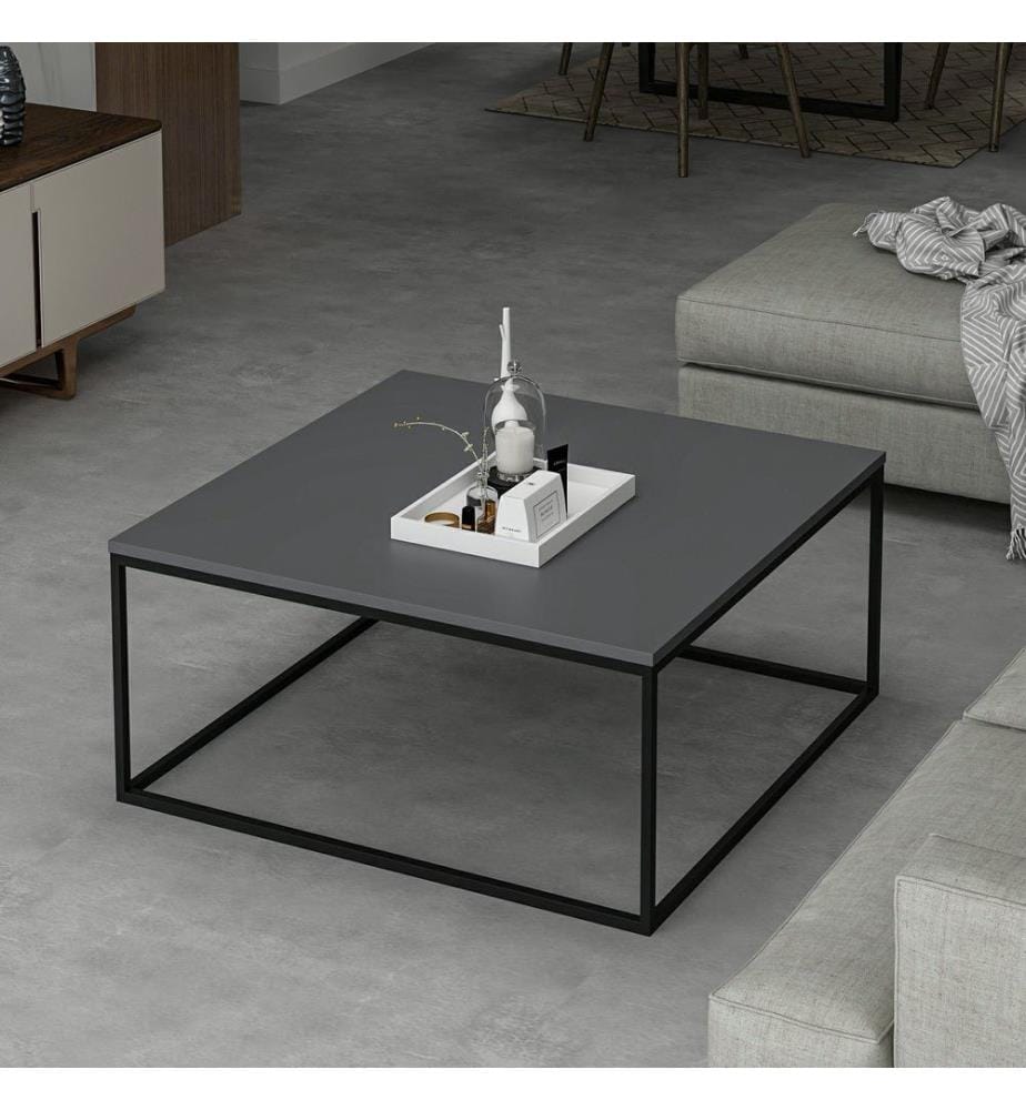 Couchtisch, Anthrazit, Spanplatte mit Melaminharzbeschichtung, Metallgestell