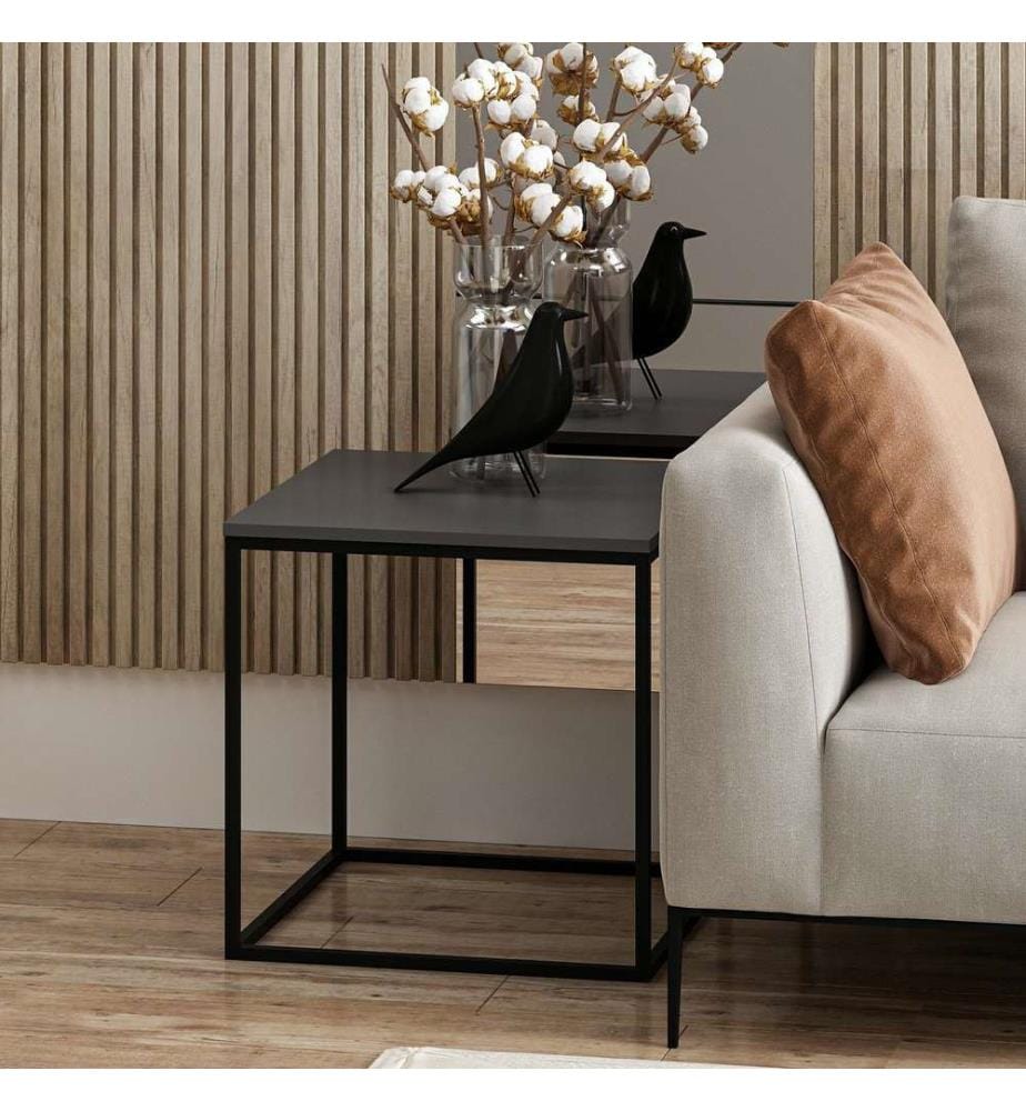 Table basse, anthracite, panneau de particules mélaminé, structure métallique