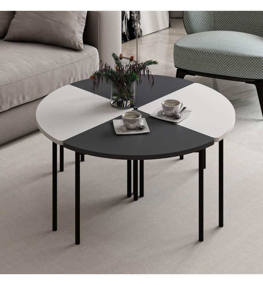 Tavolino da caffè, bianco, antracite, 100% PANNELLE DI PARTICELLE RIVESTITE IN MELAMMINA