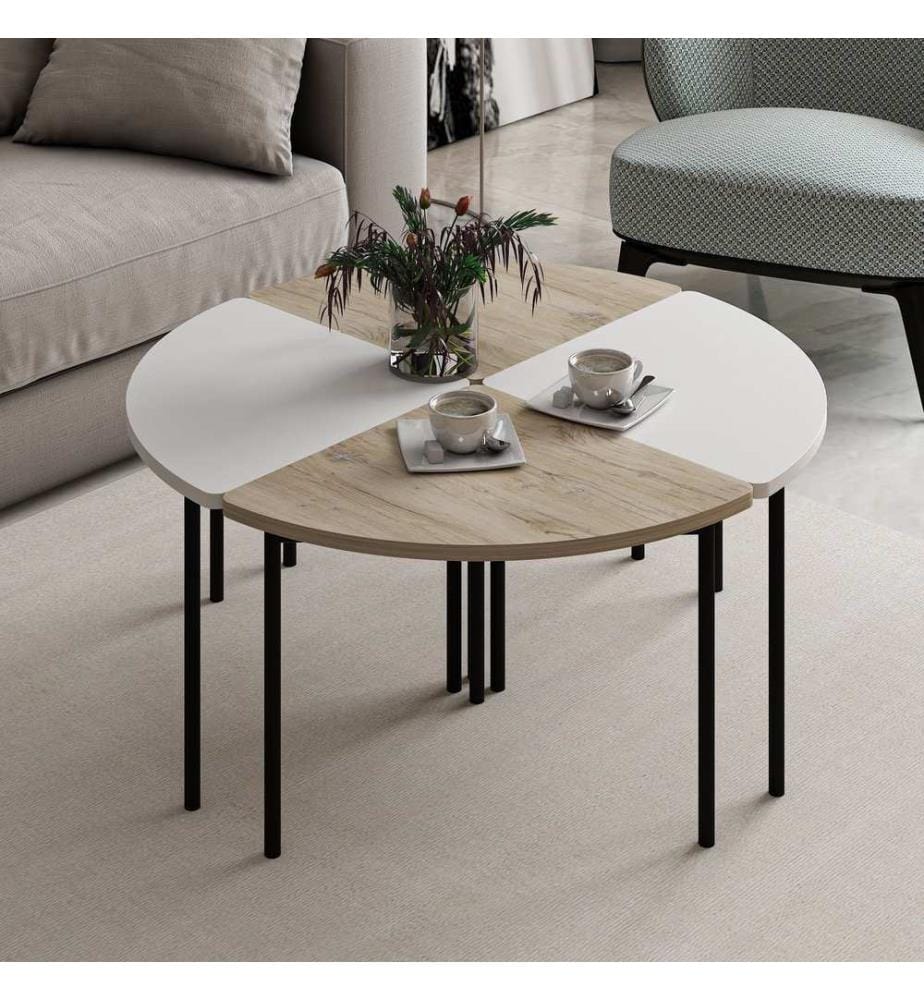 Table basse, blanc, PANNEAU DE PARTICULES ENTIÈREMENT REVÊTU DE MÉLAMINE