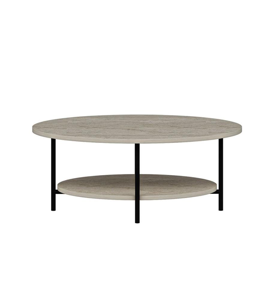 Table basse, travertin, PANNEAU DE PARTICULES 100 % REVÊTU DE MÉLAMINE