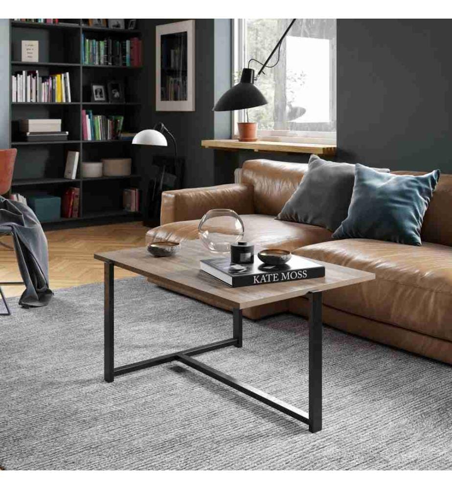 Couchtisch, Nussbaum, Schwarz, Melaminharzbeschichtete Spanplatte