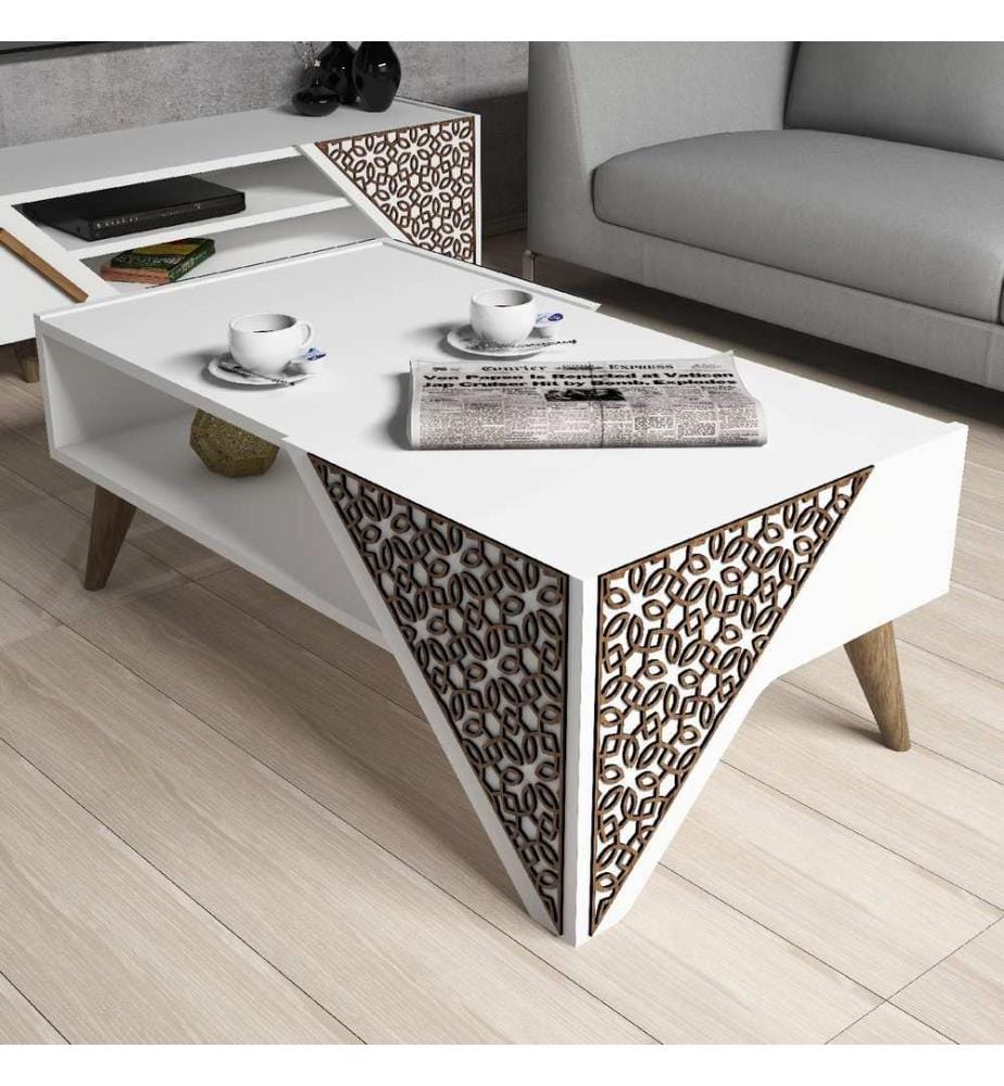 Table basse, blanc, panneau de particules mélaminé