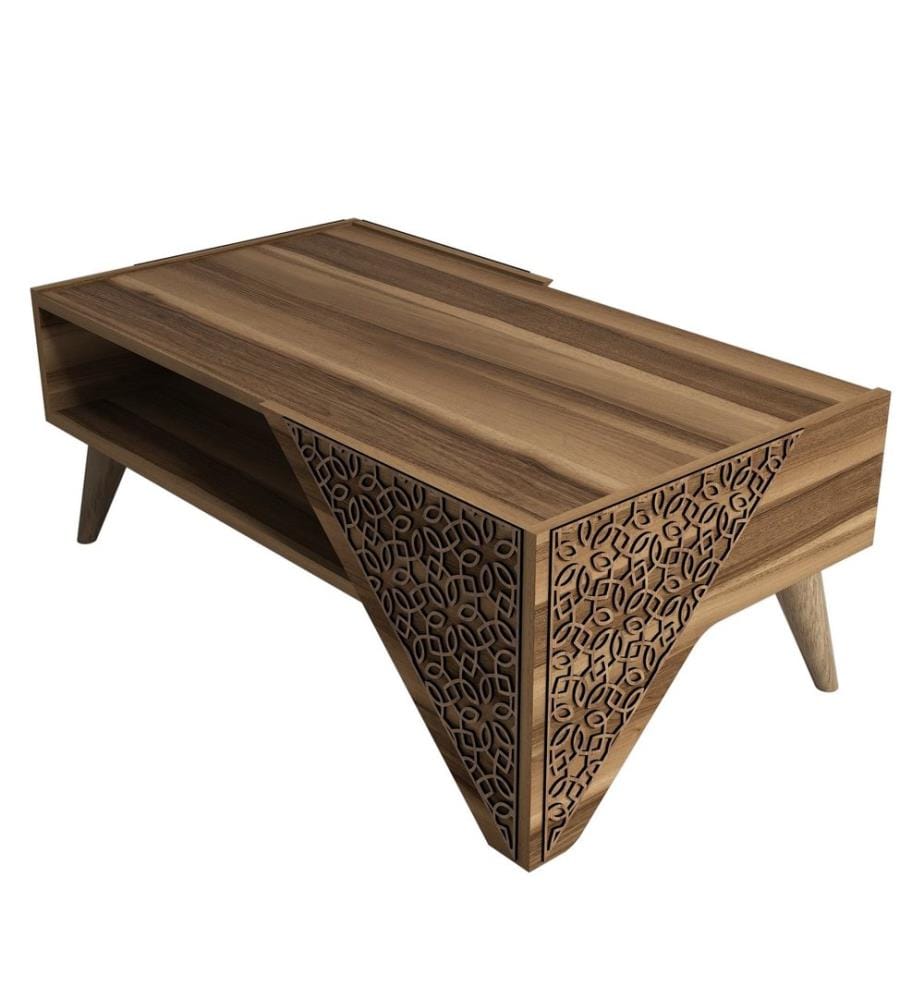 Table basse, noyer, panneau de particules mélaminé