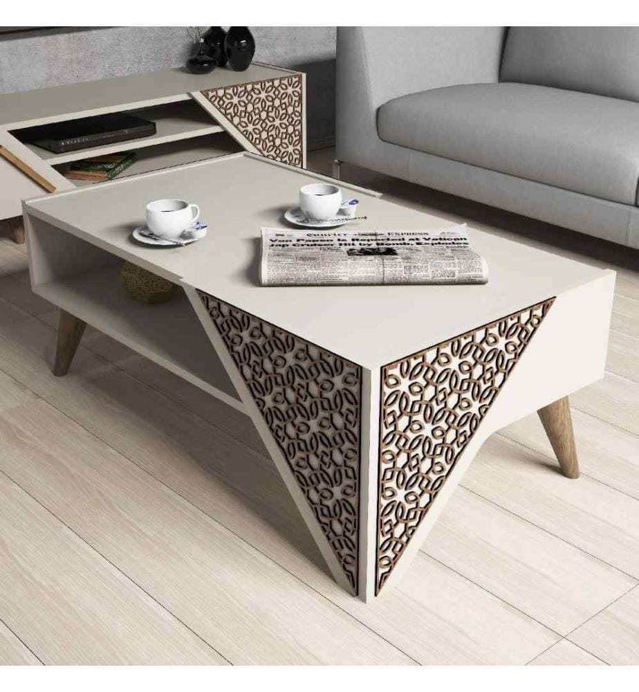 Table basse, crème, panneau de particules mélaminé