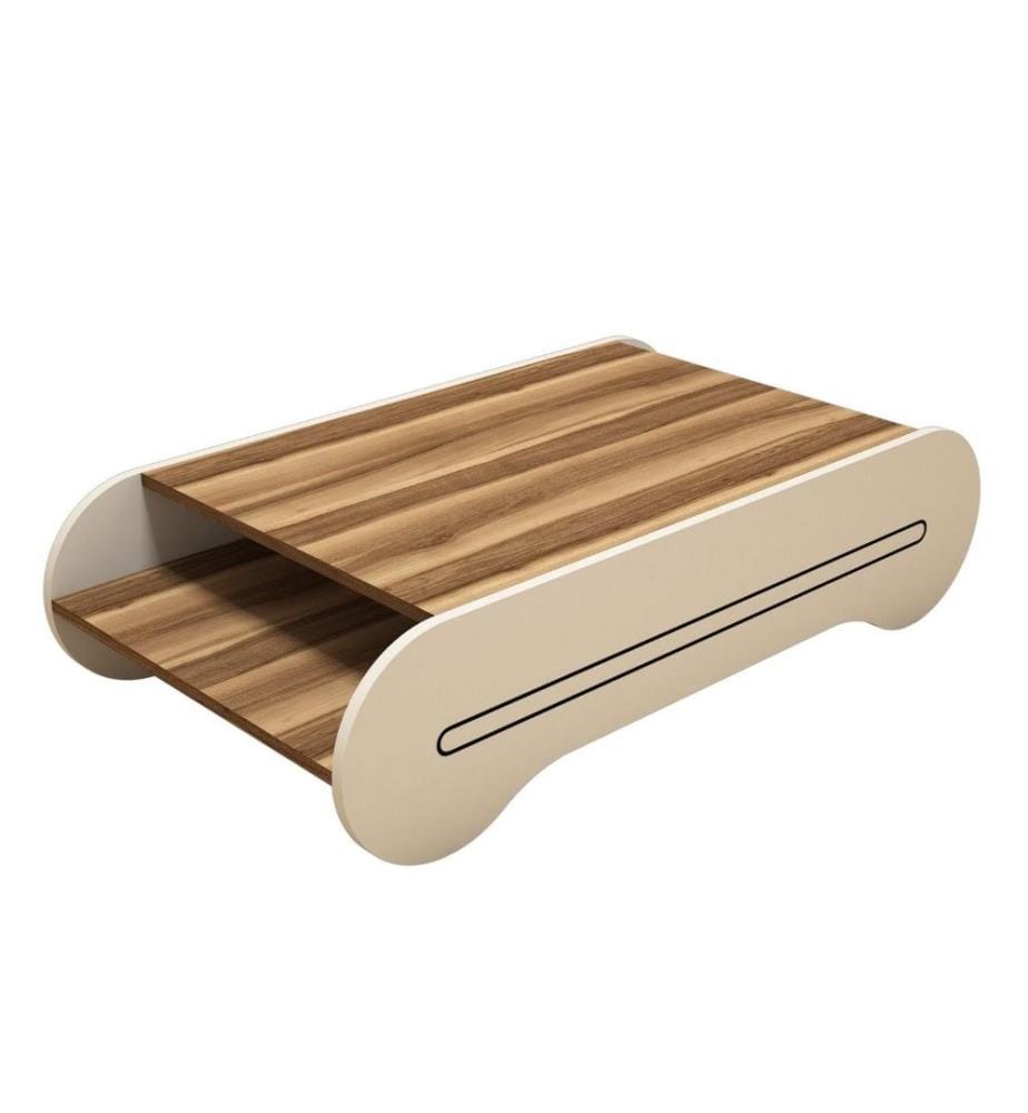 Table basse, noyer, crème, panneau de particules mélaminé