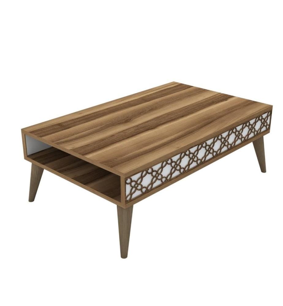 Table basse, noyer, blanc, panneau de particules mélaminé
