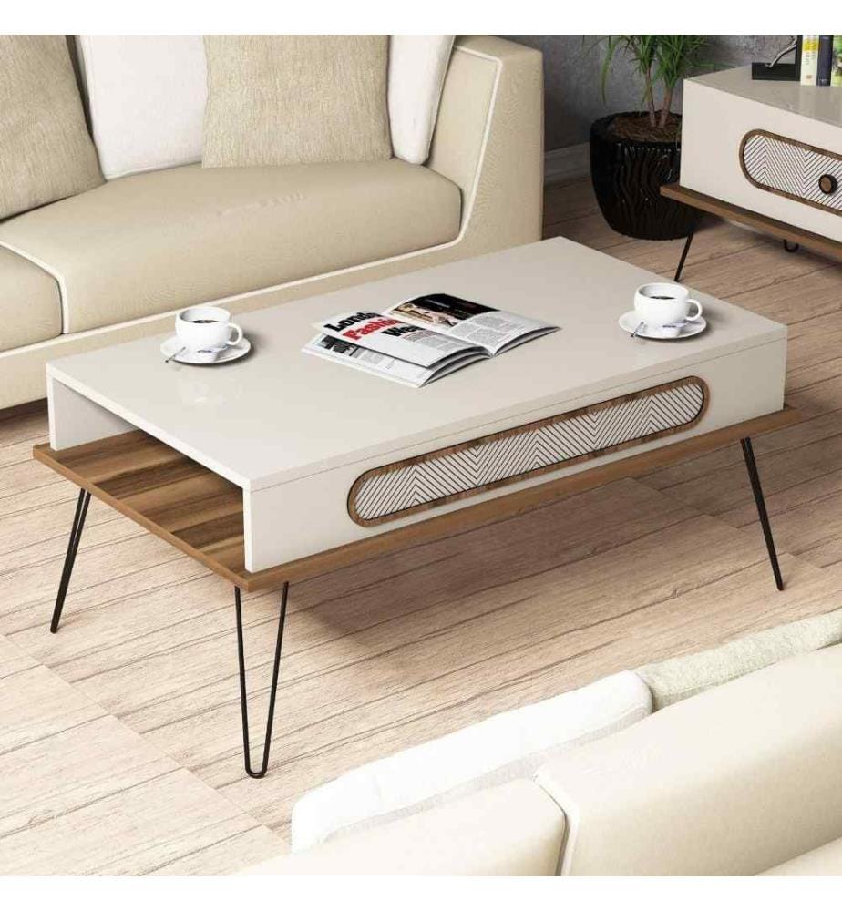 Table basse, crème, panneau de particules mélaminé