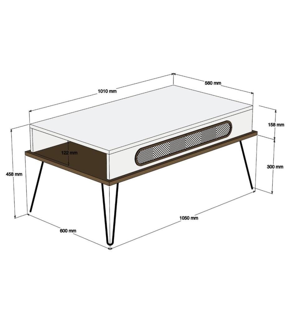 Table basse, crème, panneau de particules mélaminé