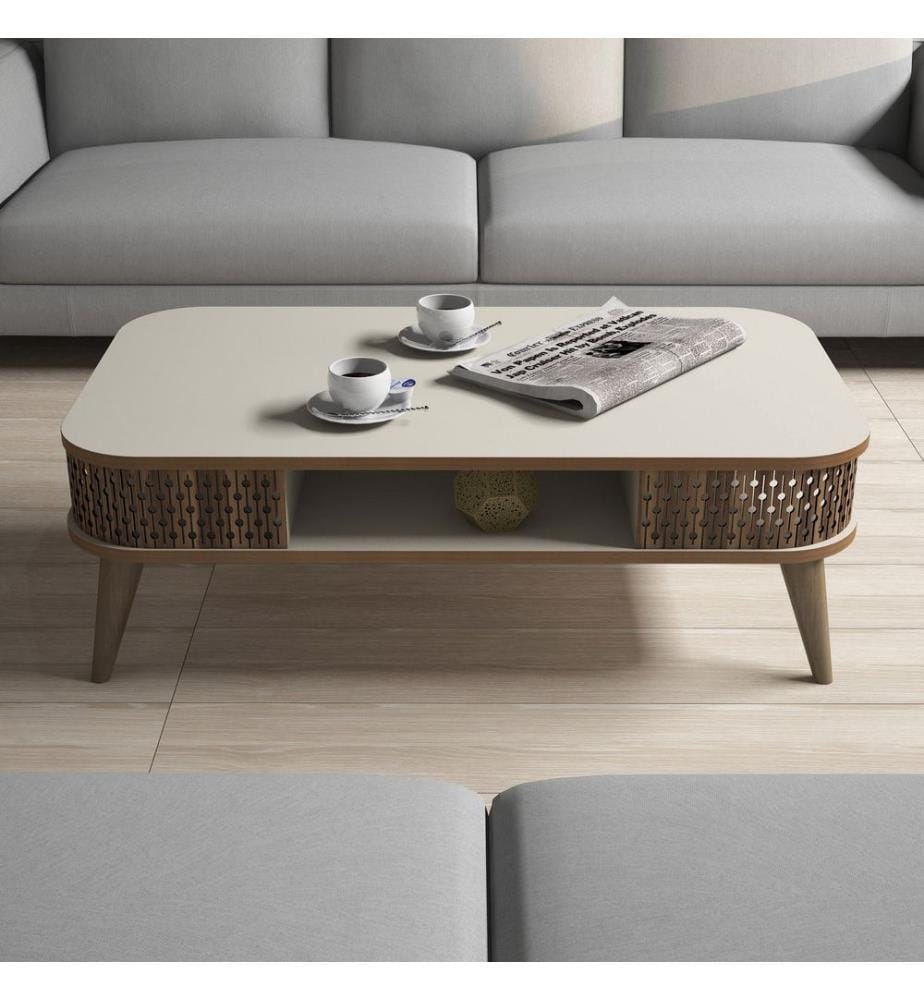 Table basse, crème, panneau de particules mélaminé