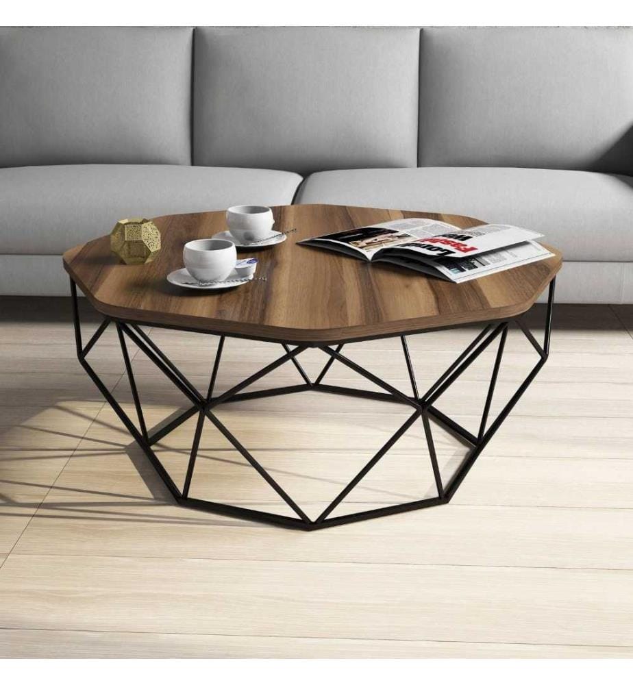 Table basse, noyer, panneau de particules mélaminé