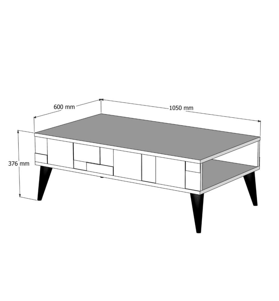 Table basse, noyer, anthracite, panneau de particules mélaminé