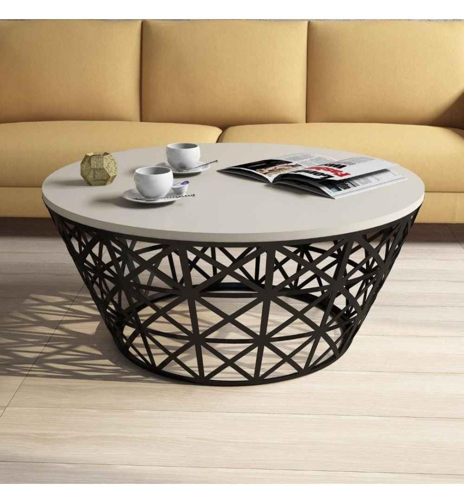 Table basse, crème, noir, panneau de particules mélaminé