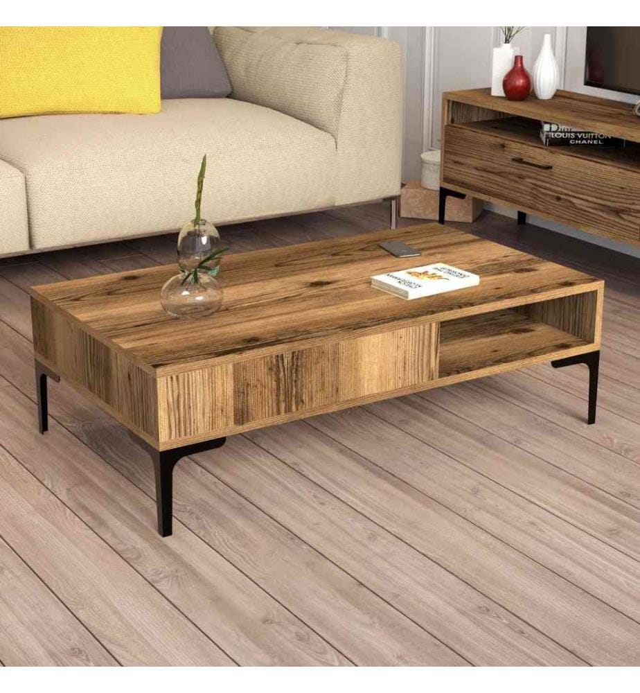 Table basse, noyer, panneau de particules mélaminé
