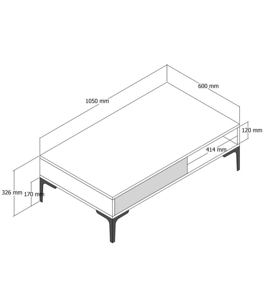 Table basse, noyer, noir, panneau de particules mélaminé