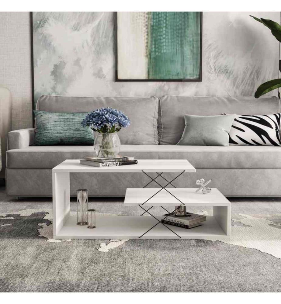 Table basse, blanc, panneau de particules mélaminé