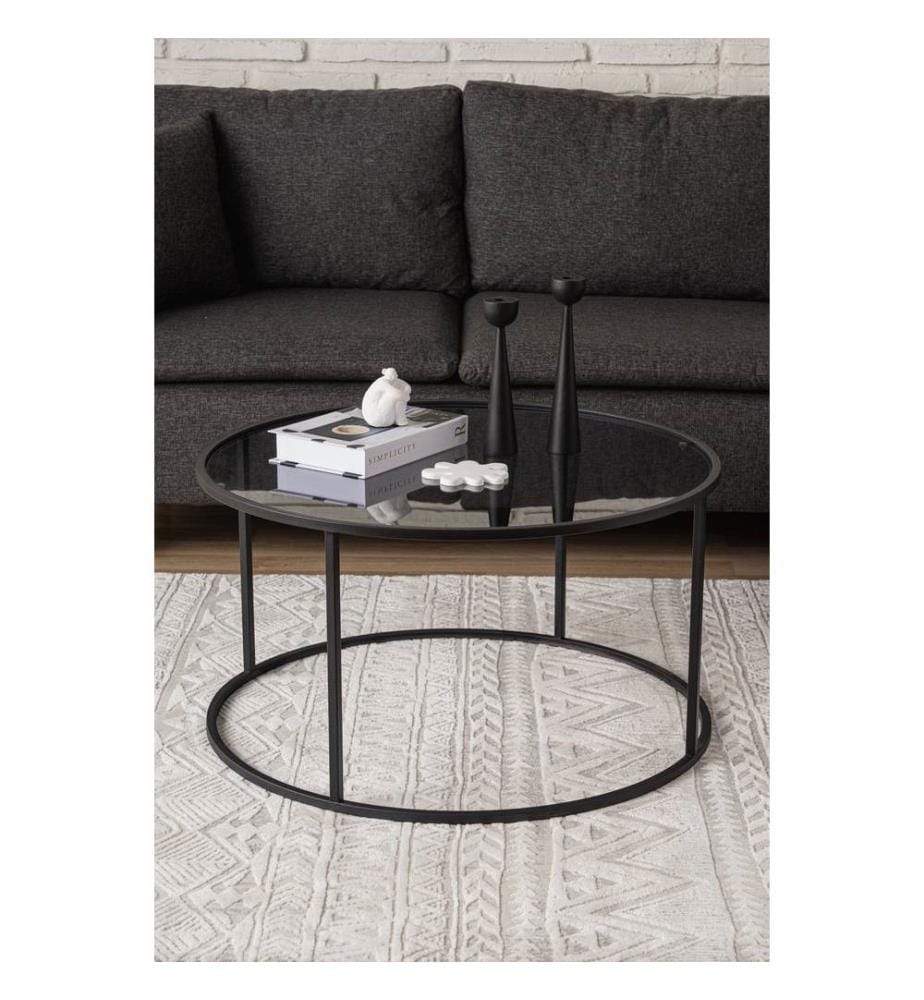 Couchtisch, schwarz, rauchfarben, 100 % gehärtetes Rauchglas, Gestell: 100 % Metall
