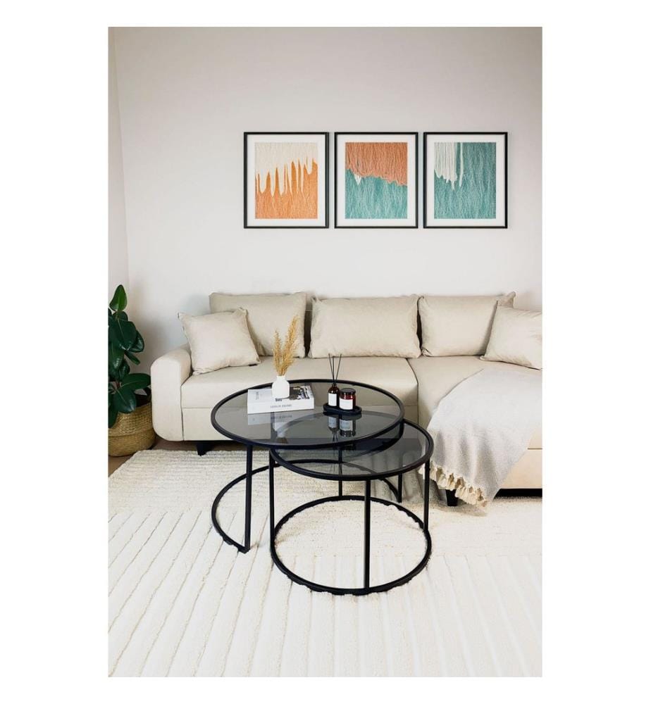 Couchtisch, schwarz, rauchfarben, 100 % gehärtetes Rauchglas, Gestell: 100 % Metall