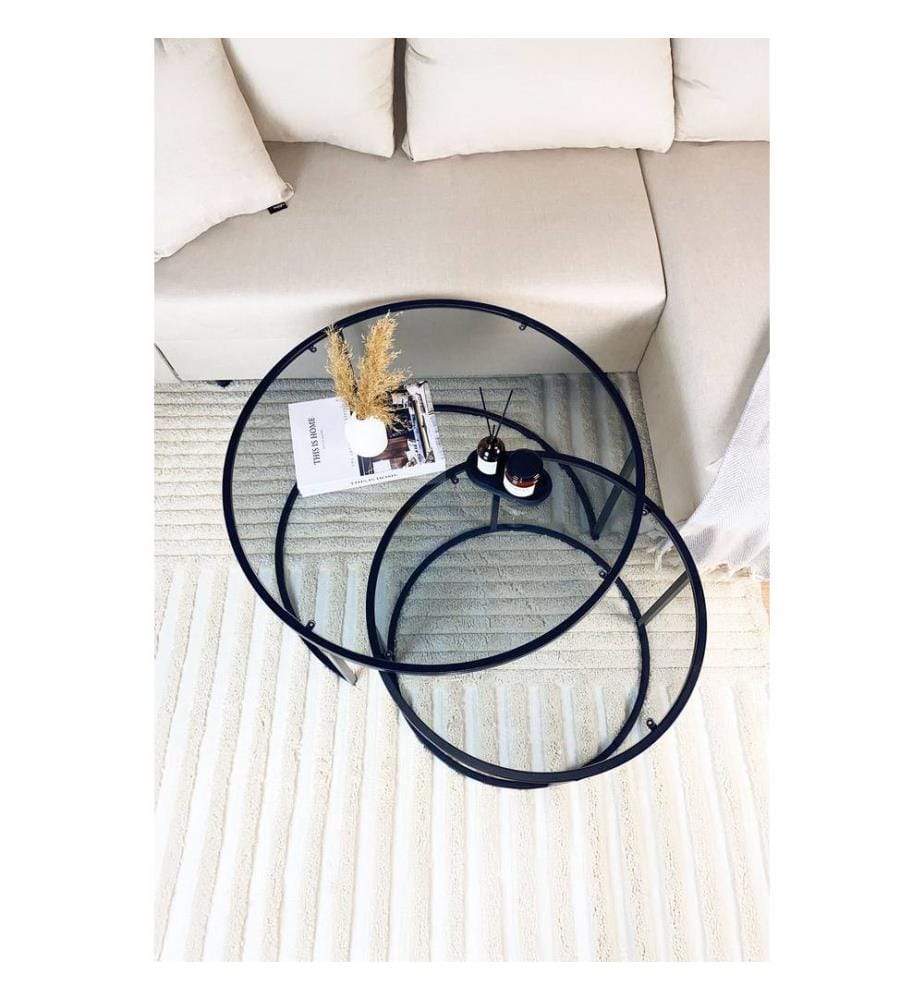 Couchtisch, schwarz, rauchfarben, 100 % gehärtetes Rauchglas, Gestell: 100 % Metall