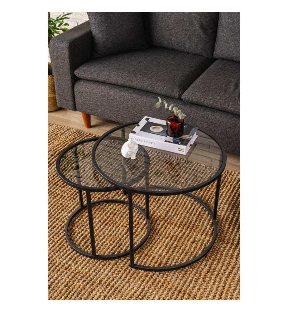 Couchtisch, schwarz, rauchfarben, 100 % gehärtetes Rauchglas, Gestell: 100 % Metall