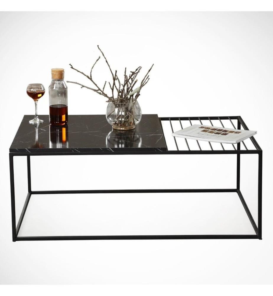 Table basse, noir, blanc, panneau de particules mélaminé