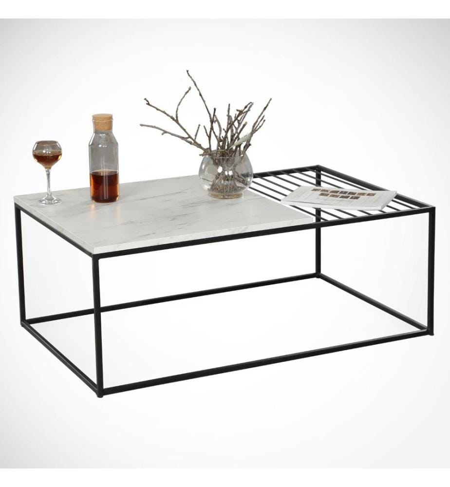 Table basse, blanc, noir, panneau de particules mélaminé