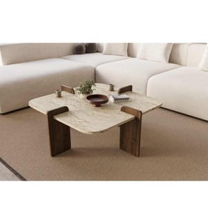 Couchtisch, Travertin, Walnuss, 100 % MELAMINBESCHICHTETE SPANPLATTE